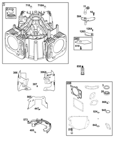 Cylinder Group Diagram and Parts List for 44X977-0012-G1  Briggs and Stratton Engine